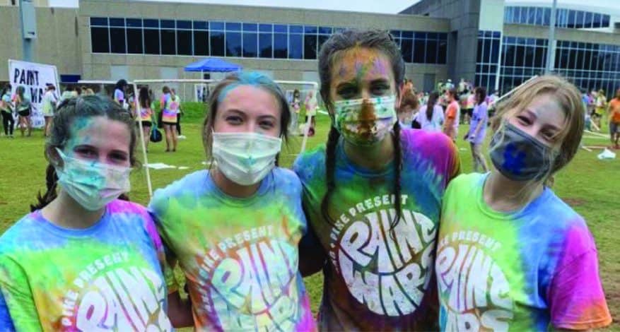 Alpha Chi Omega group photo with masks