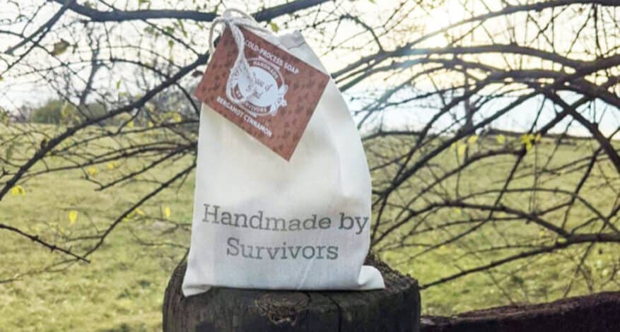 handmade by survivors bag fence post