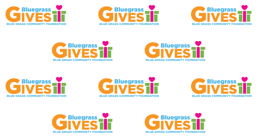 Bluegrass Gives logo repeated on white background