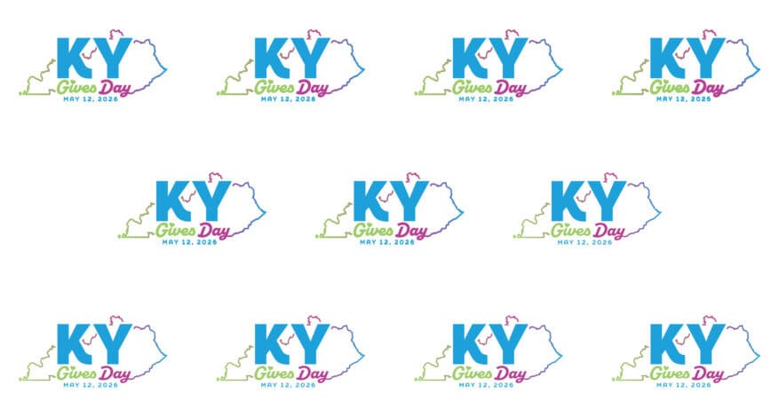 ky gives day logo repeated on white background